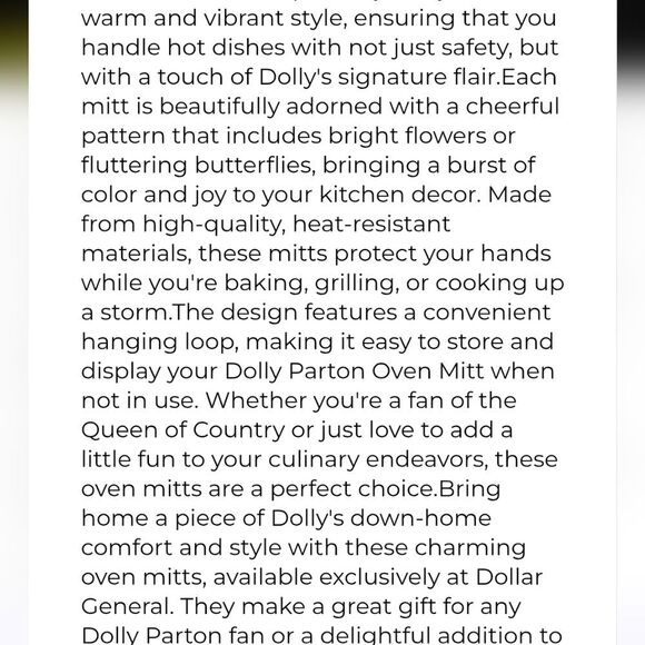 Dolly Parton Floral Strawberries Oven Mitt & Glass Jar Set - Picture 9 of 13